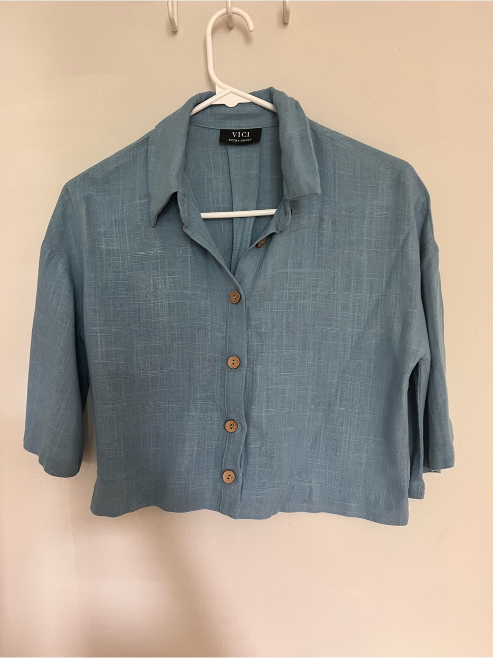 VICI Sky Blue Short-Sleeve Button-Front Shirt
